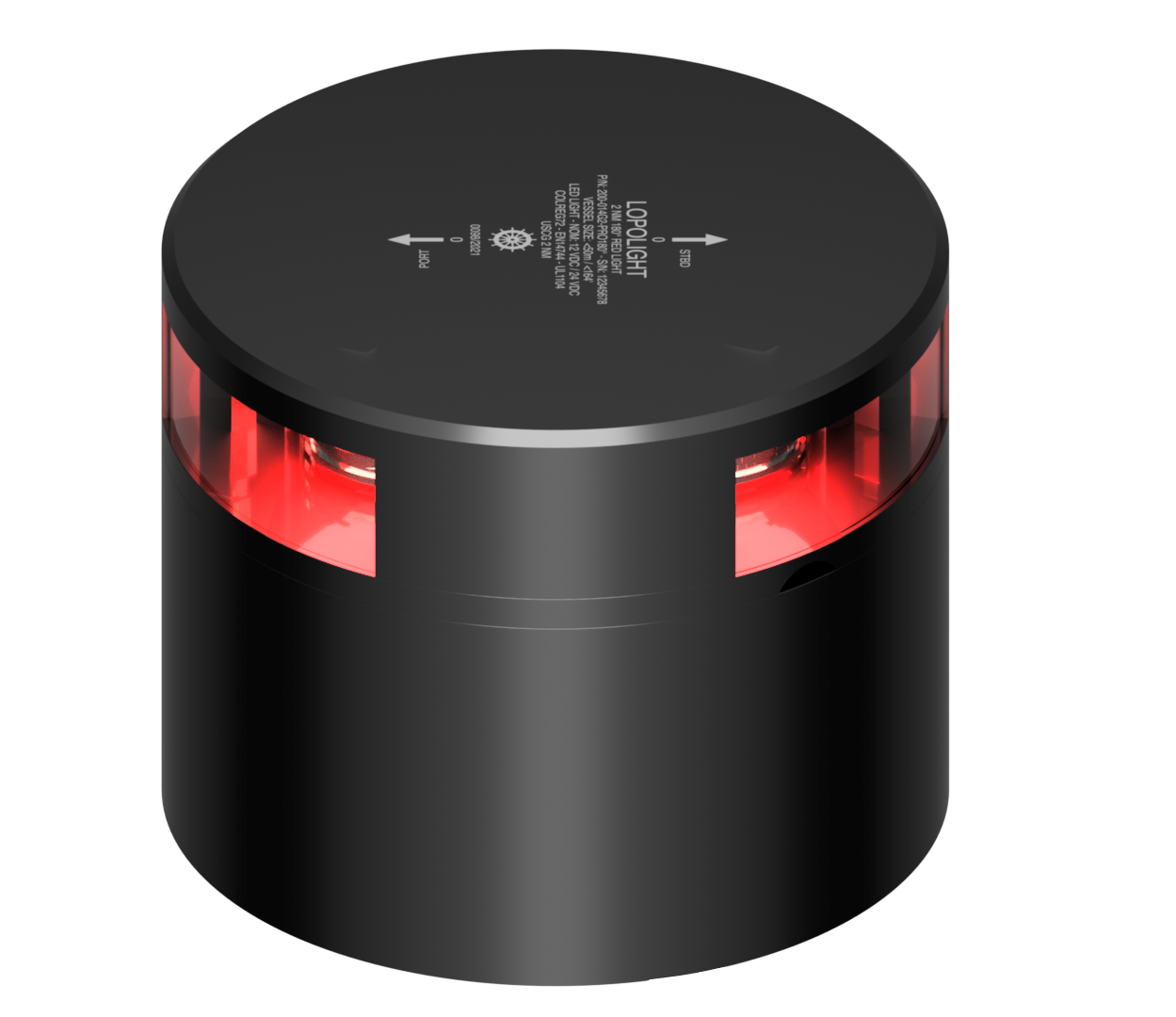 2nm 180° Red, single, black w/Conn & Alu-base CD